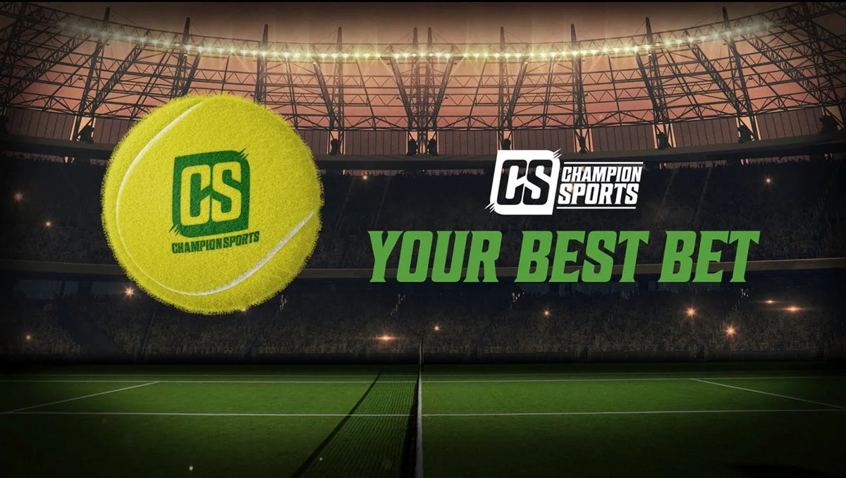 Wide Champion Sports tennis campaign graphic