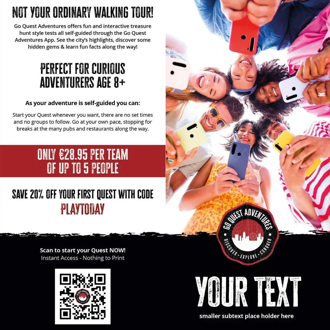 Go Quest Adventures quest flyer design, back