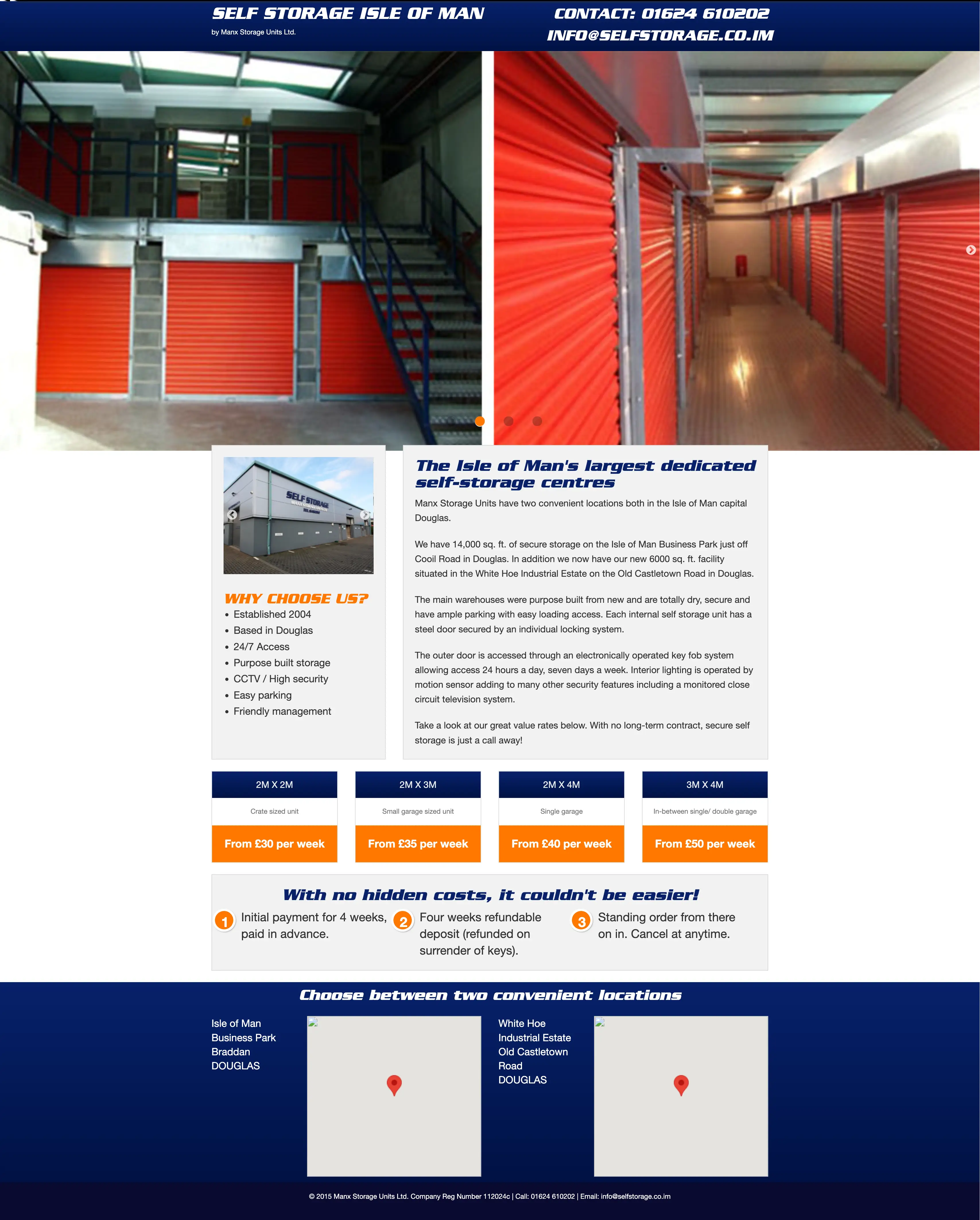 The original Self Storage Isle of Man website before the rebrand
