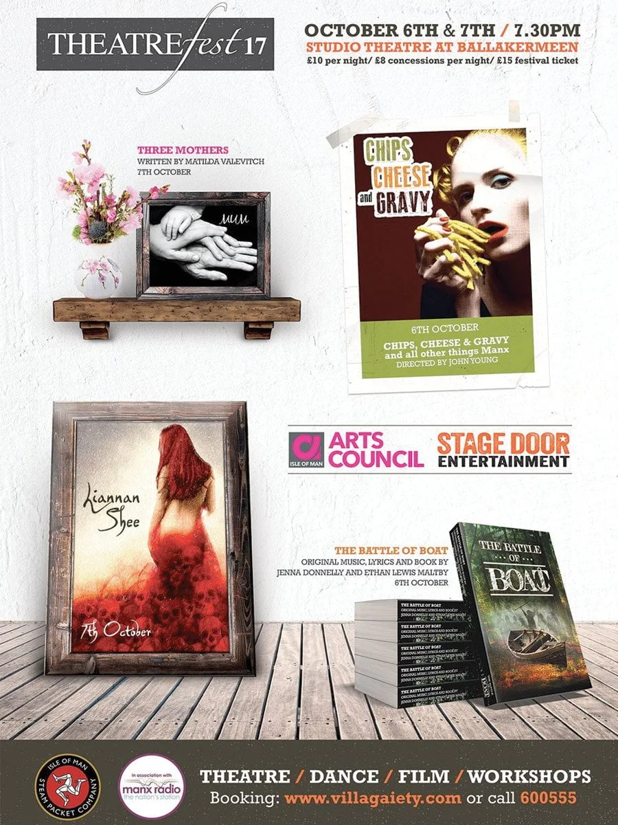TheatreFest 2017 campaign artwork combining four original production designs